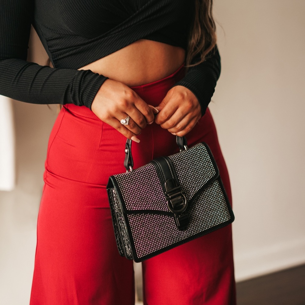 Black Rhinestone Messenger Bag